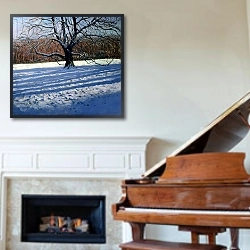 «Large Tree, Snow, Calke Abbey» в интерьере классической гостиной над камином