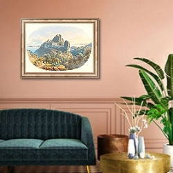 «Le Château d’Eze,pres de Nice» в интерьере классической гостиной над диваном