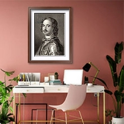 «Peter I Peter the Great, Tsar of Russia» в интерьере современного кабинета в розовых тонах