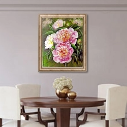 «Романтические розовые пионы 2» в интерьере столовой в классическом стиле