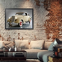«Ford Deluxe Roadster (48) '1935» в интерьере гостиной в стиле лофт с кирпичной стеной
