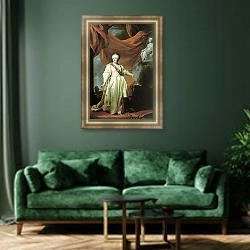 «Портрет Екатерины II в виде законодательницы в храме богини Правосудия. 1780-е» в интерьере зеленой гостиной над диваном