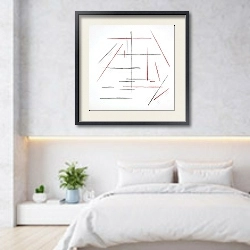 «Scratched lines №3» в интерьере светлой минималистичной спальне над кроватью
