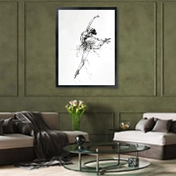 «Ballerina in motion» в интерьере гостиной в оливковых тонах