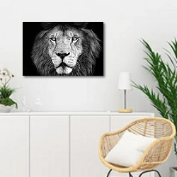 «Лев 11» в интерьере гостиной в скандинавском стиле над комодом