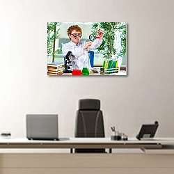 «Юный химик» в интерьере кабинета директора над офисным креслом