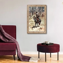 «Ghysbrecht Van Swieten seated on his Mule» в интерьере гостиной в бордовых тонах