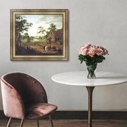 «Сельский пейзаж 2» в интерьере в классическом стиле над креслом