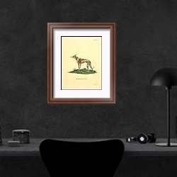 «Домашняя собака» в интерьере кабинета в черных цветах над столом