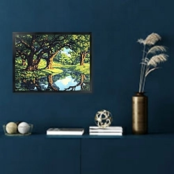 «The river that whispers the secrets of the forest» в интерьере в классическом стиле в синих тонах