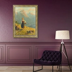 «Молодая Девушка на берегу Фьорда» в интерьере в классическом стиле в фиолетовых тонах