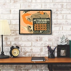 «Automobil-Lotterie» в интерьере кабинета в стиле лофт над столом