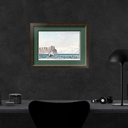 «Залив Бернетт, пролив Барроу» в интерьере кабинета в черных цветах над столом