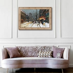«Porte Saint-Denis, Paris» в интерьере гостиной в классическом стиле над диваном
