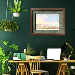 «Corunna» в интерьере кабинета с зелеными стенами