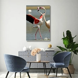 «Фламинго 4» в интерьере современной гостиной над комодом