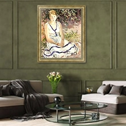 «Portrait of Lena Kalacheva» в интерьере гостиной в оливковых тонах