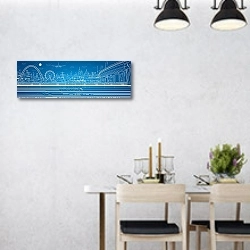 «Городская панорама 2» в интерьере стильной светлой столовой