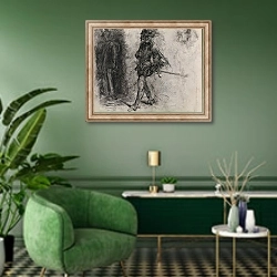 «Don Quixote» в интерьере гостиной в зеленых тонах