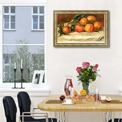 «Still life with apples and oranges, c.1901» в интерьере кухни рядом с окном