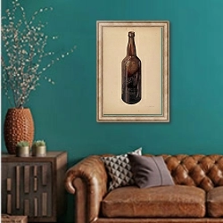 «Beer Bottle» в интерьере гостиной с зеленой стеной над диваном