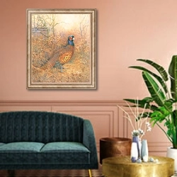 «Pheasant, from source unknown» в интерьере классической гостиной над диваном