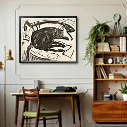 «Лживый кот» в интерьере кабинета в стиле ретро над столом