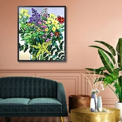 «Winter Flowers and Leaves» в интерьере классической гостиной над диваном