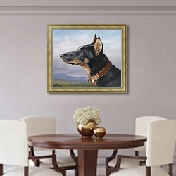 «Портрет добермана» в интерьере столовой в классическом стиле