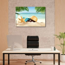 «Летние пляжные аксессуары на песке» в интерьере офиса начальника