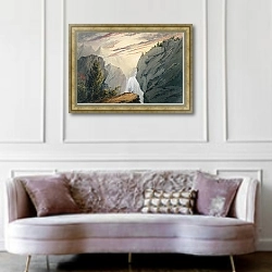 «У водопада» в интерьере гостиной в классическом стиле над диваном