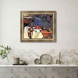 «Натюрморт с горшочком имбиря» в интерьере кухни в серых тонах