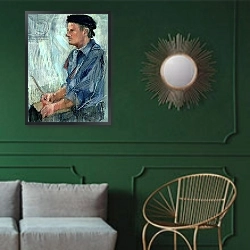 «The Artist» в интерьере классической гостиной с зеленой стеной над диваном