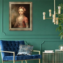 «Портрет великой княжны Александры Павловны» в интерьере в классическом стиле с зеленой стеной