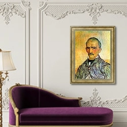 «Портрет Трабука, служащего в больнице Сен-Поля» в интерьере в классическом стиле над банкеткой