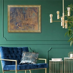 «Boris Godounov – maquette de décor – le moulin d’après l’idée de M. Ermolieff» в интерьере в классическом стиле с зеленой стеной