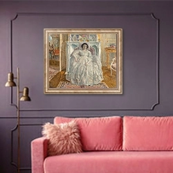 «The White Gown» в интерьере гостиной с розовым диваном