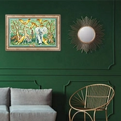 «Svarta Diana» в интерьере классической гостиной с зеленой стеной над диваном