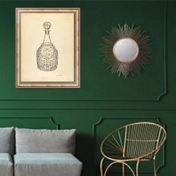«Decanter» в интерьере классической гостиной с зеленой стеной над диваном