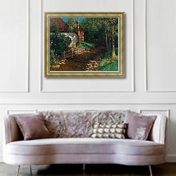 «Motiv aus in dem Stainzertal» в интерьере гостиной в классическом стиле над диваном