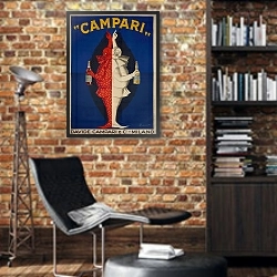 «Campari» в интерьере кабинета в стиле лофт с кирпичными стенами
