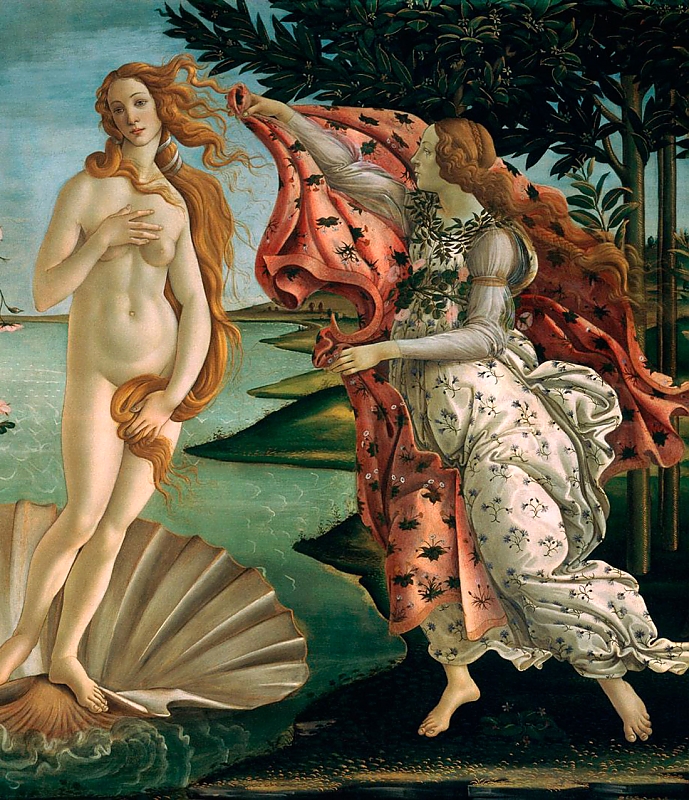 фрагмент картины Боттичелли Рождение Венеры право
