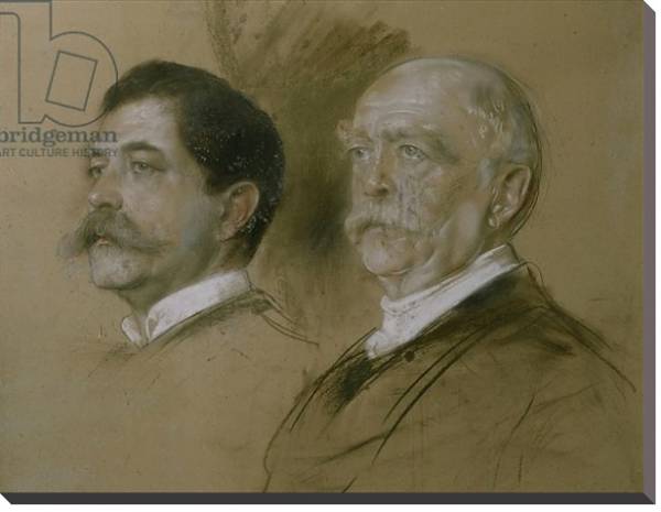 Постер Otto von Bismarck and his Son Herbert, State Secretary of the Foreign Office from 1860-90, 1892 с типом исполнения На холсте без рамы