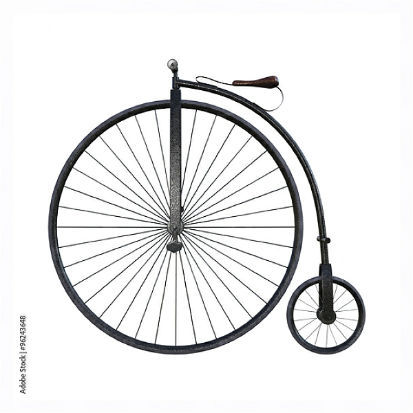Постер Старомодный велосипед с разными колесами с типом исполнения На холсте в раме в багетной раме 221-03