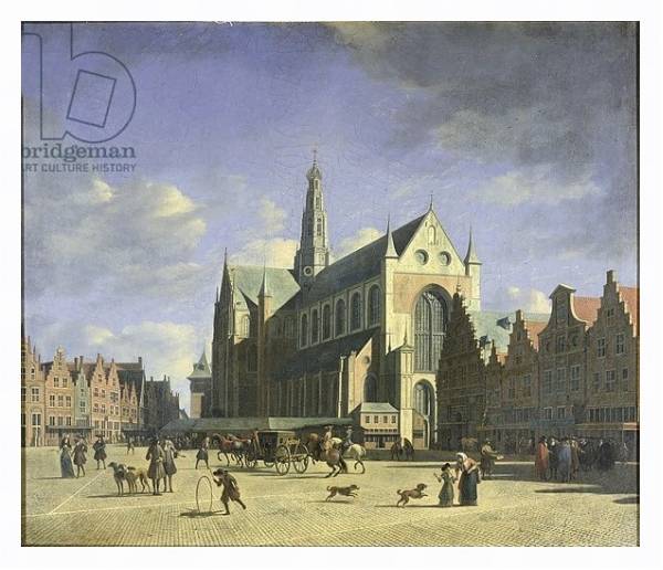 Постер The Groote Markt Haarlem с типом исполнения На холсте в раме в багетной раме 221-03