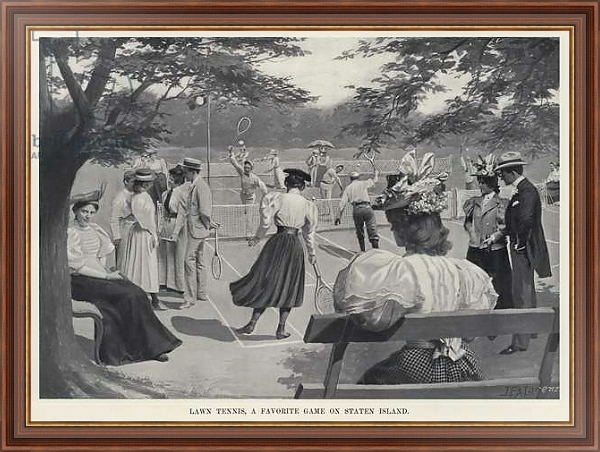 Постер Lawn Tennis, a Favorite Game on Staten Island с типом исполнения На холсте в раме в багетной раме 35-M719P-83