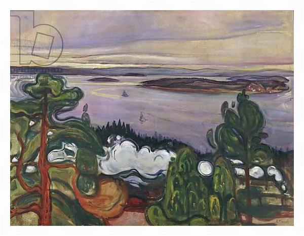 Постер Train smoke, 1900, by Edvard Munch, oil on canvas, 84x109 cm??. Norway, 20th century. с типом исполнения На холсте в раме в багетной раме 221-03