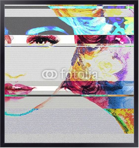 Постер Женское лицо 2 с типом исполнения На холсте в раме в багетной раме 221-01