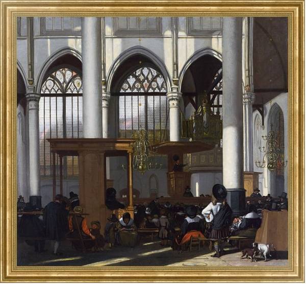 Постер Интерьер церкви Аудекерк, Амстердам 2 с типом исполнения На холсте в раме в багетной раме NA033.1.051