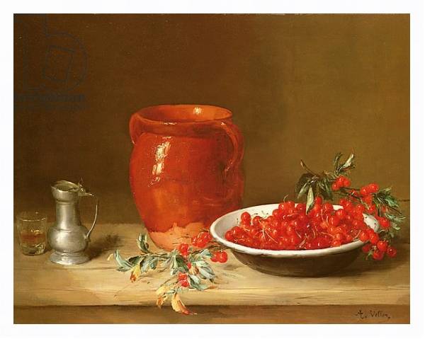 Постер Still life of cherries in a bowl с типом исполнения На холсте в раме в багетной раме 221-03
